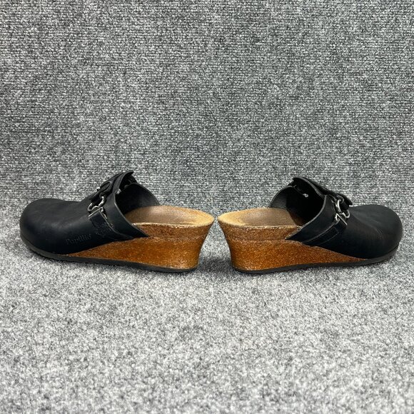 Papillio By Birkenstock Dana Wedge Clogs Women's 8 Black Leather Slip On Sandals - Picture 7 of 13